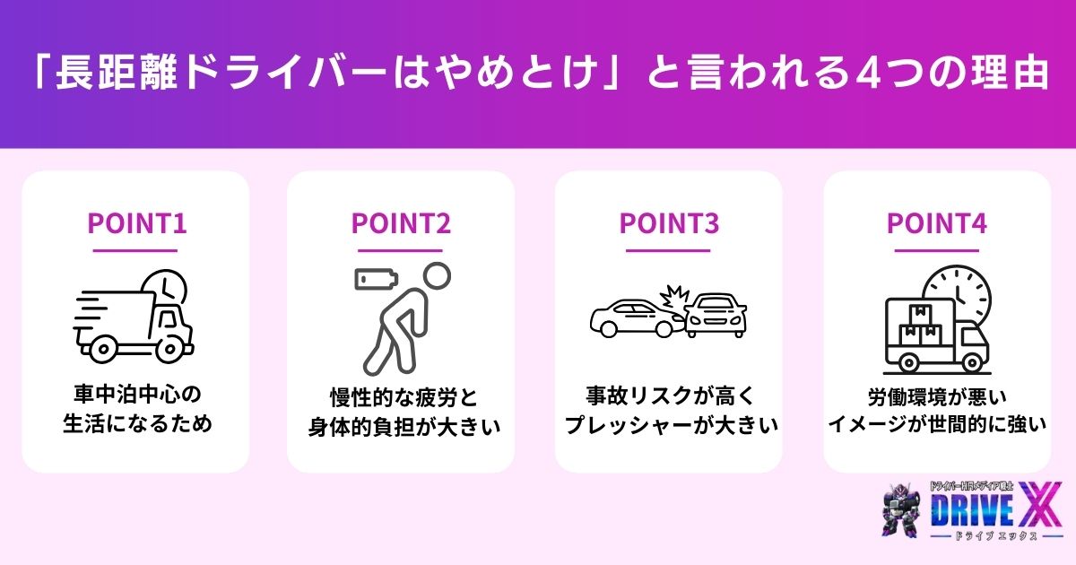 「長距離ドライバーはやめとけ」と言われる4つの理由