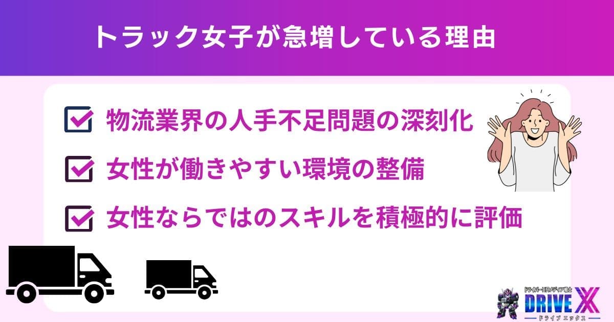 トラック女子（女性トラックドライバー）が急増している理由