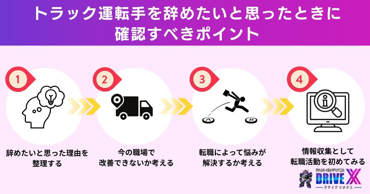 トラック運転手を辞めたいと思ったときに確認すべきポイント