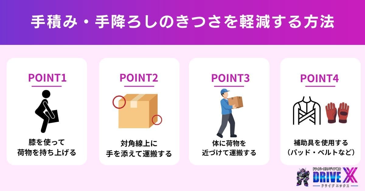 手積み・手降ろしのきつさを軽減する4つの方法