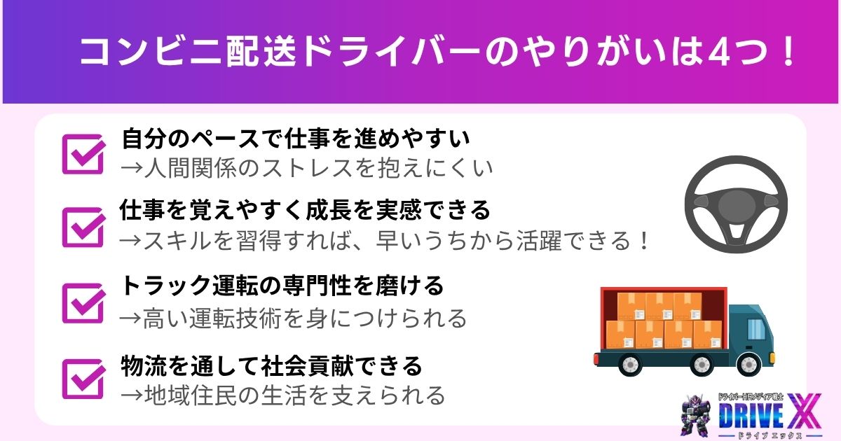 コンビニ配送ドライバーのやりがいと魅力