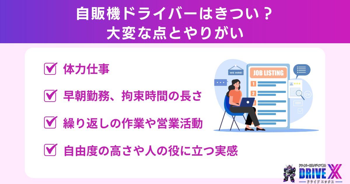 自販機ドライバーはきつい？大変な点とやりがい